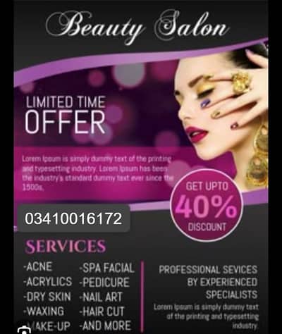 Threading, facial, Bridal makeup, Beauty salon, with discounted rates