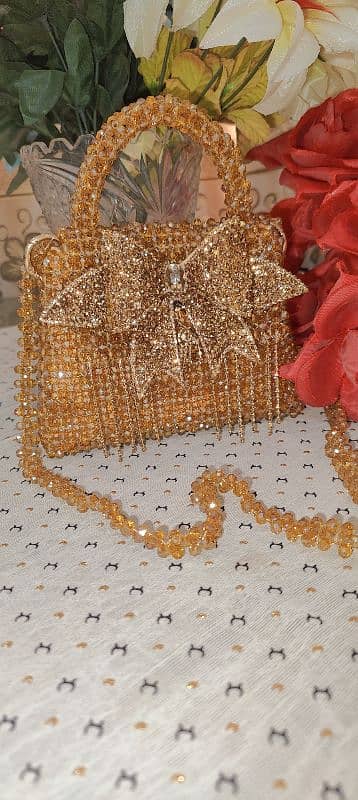 Customized handmade crystal beaded bag perfect for wedding and parties