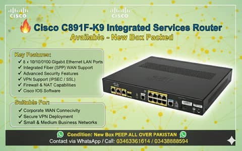 Cisco C891F-K9 ISR Router | Cisco | Switches | Services Router | Sale