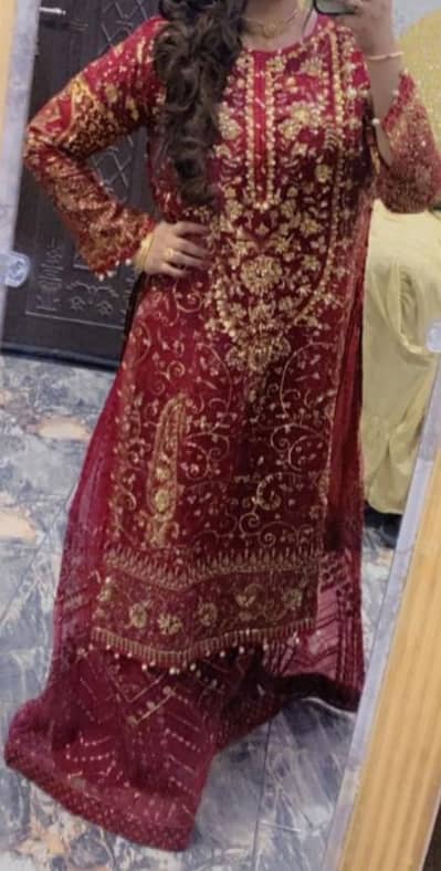 long shirt with ful flare Plazo