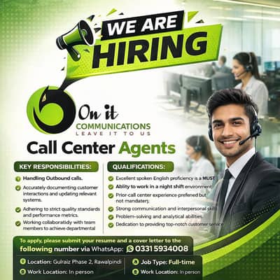 Outbound Call Center Agent Jobs | Rawalpindi Office Based Job