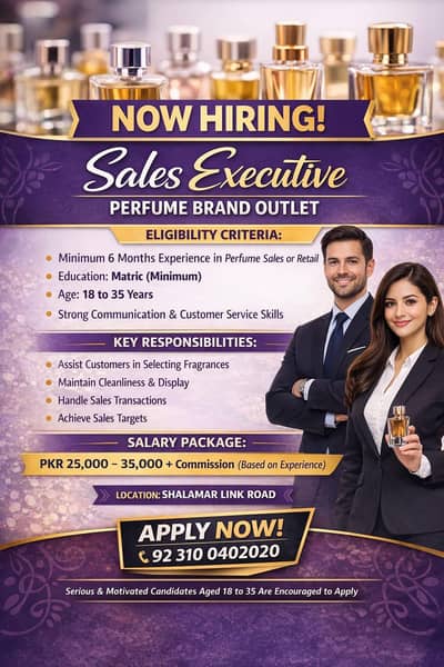 Career Opportunity for Sales Professionals | Perfume Retail Outlet