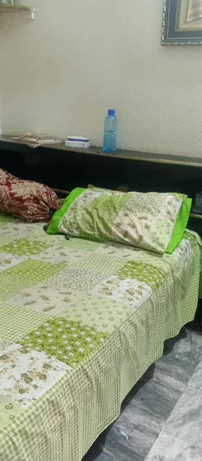 Original wood bed with storage