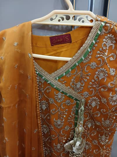 Stunning mustard &gold 3 PC Embroidered Formal dress