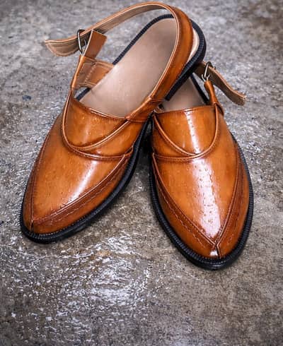 Option 3: Brown Pointed-Toe Peshawari Chappal (Shikaari Design)