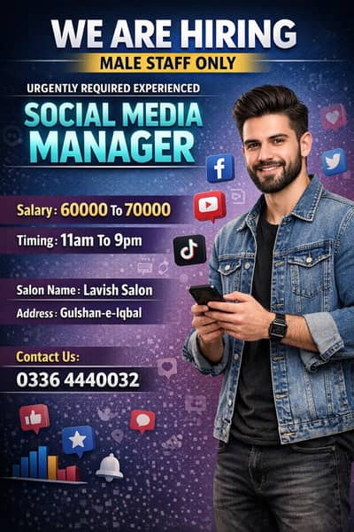Social Media Manager || Male Jobs || Office Jobs || Jobs