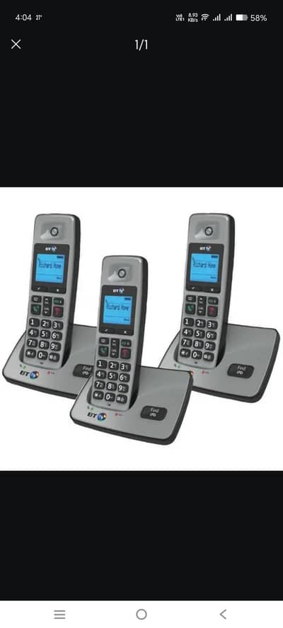 Cordless Phone Set BT 3 Handsets With Intercom Function Landline Ptcl