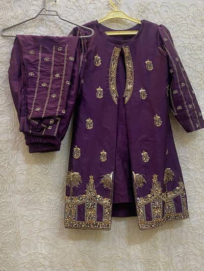 purple  embroidery   plep Embroidered 2 Piece Suit – Elegant Party