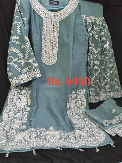 heavy embroidered stitched dress