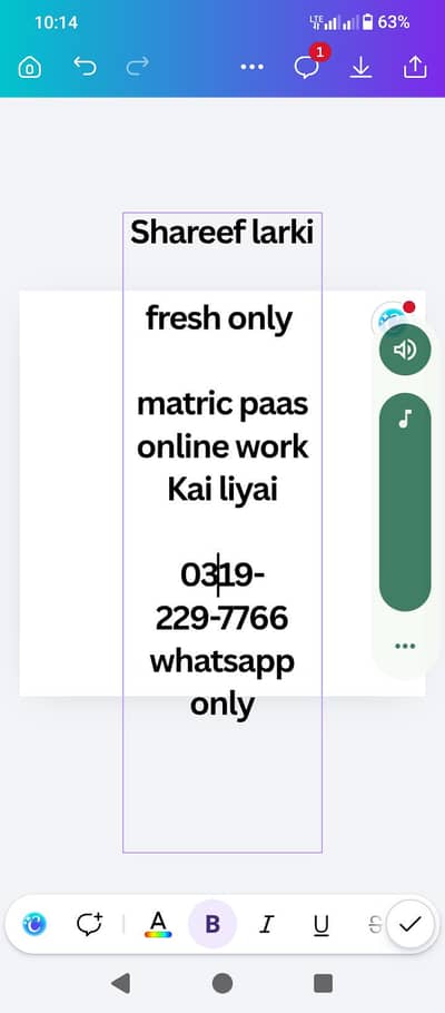 female office receptionist, helper. Whatsapp O3I9-3952-74O