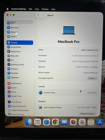 MacBook Pro 2020 i7 16gb ram 512gb ssd