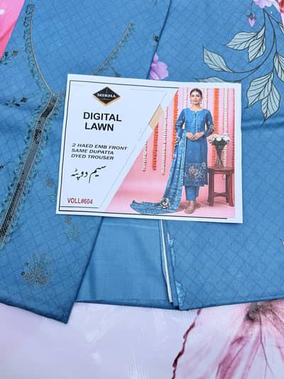 Digital Lawn 3-Piece Suit  Embroidered Front