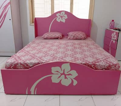 double bed and wardrobe