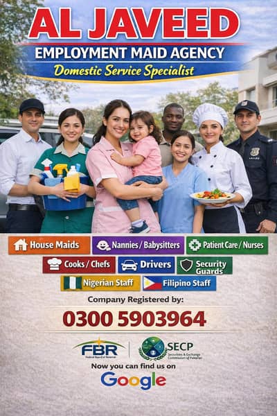 Cook Chef Maid Baby Sitter Patient attendant Driver Helper Agency