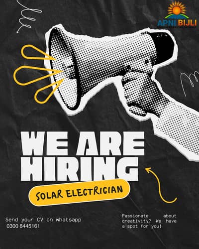 Solar Electrician required in Lahore (Full Time, Experienced)