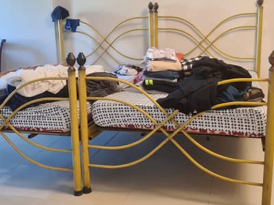 2 pcs Single Bed with mattress Molty foam