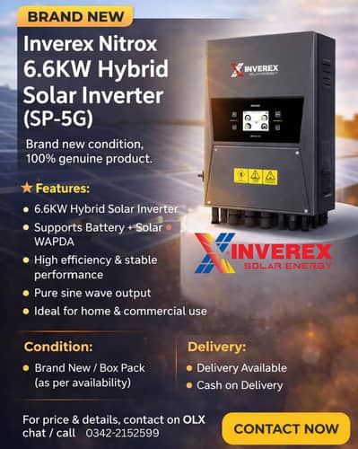 Inverex Nitrox 6.6KW Hybrid Solar Inverter (SP-5G) – Brand New