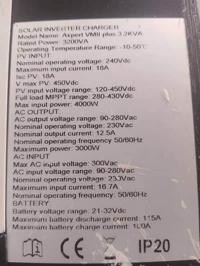  Axpert 3.2kVA Hybrid Solar Inverter – Heavy Duty – Urgent Sale