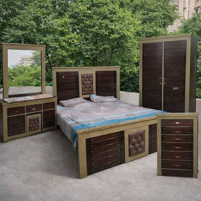 Modern Bedroom Set – Bed, Wardrobe, Dressing Table & Drawers