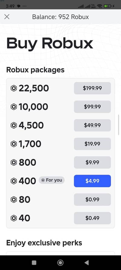Roblox Robux 950