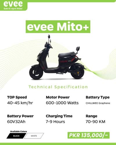 Evee Mito Plus High Performance Electric Scooty