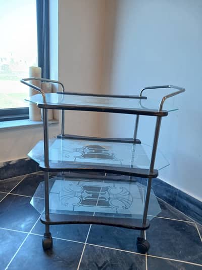 Beautiful 3-Tier Glass Tea Trolley for Sale