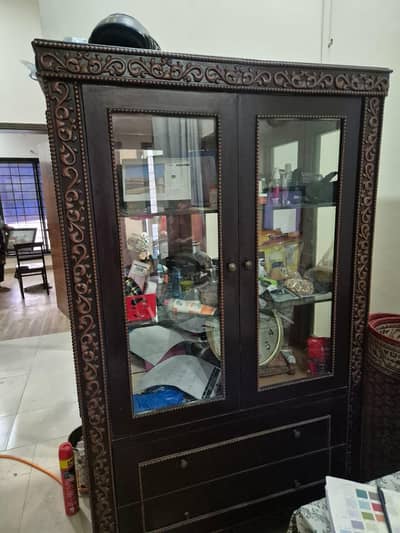 Elegant Wooden Display Cabinet with Glass Doors