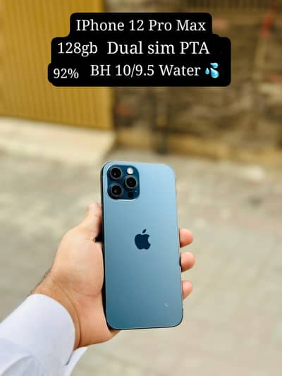 IPhone 12 Pro Max 128gb Dual sim PTA 92% BH 10/9.5Water