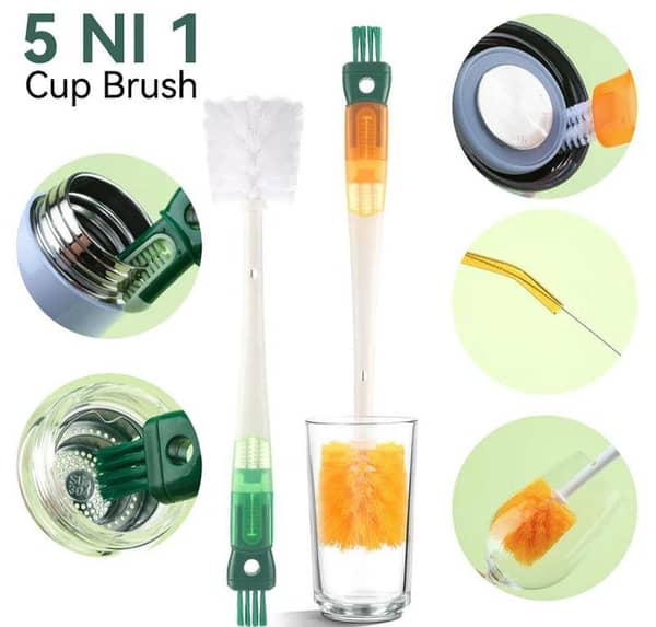 5-In-1 Multifunctional Long-Handled Cup Brush, Dishwasher Glass Cleaner Kitchen Cleaning Tool For Drinks Cup, Bottle Glass Cleaning, Used For Cleaning Cups, Bottles, And Other Items