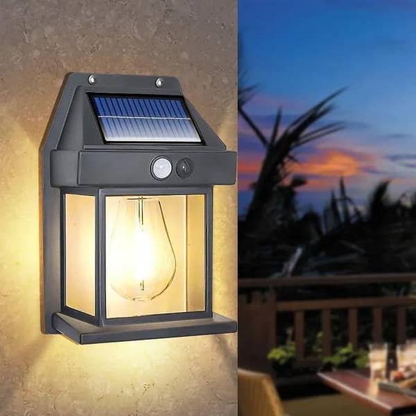 Motion Sensor Waterproof Wireless Led Solar Interaction Wall Lamp Black Outdoor Lights