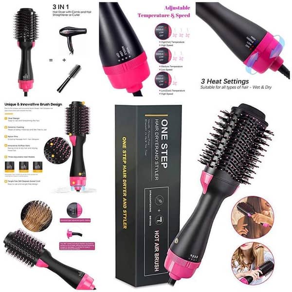 Hair Dryer Brush: Hot Air Styler for Straightening, Curling, and Volumizing – One-Step Electric Dryer