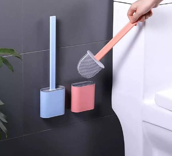 Silicone Toilet Brush with Toilet Brush Holder Creative Cleaning Brush
