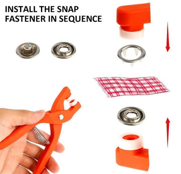Pliers Button Press Tool with 25 Buttons for Durable Stainless Steel Snap Fasteners