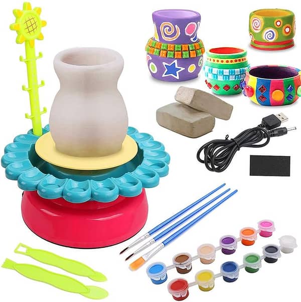 Sunflower Electric Pottery Wheel Machine Pottery and craft kits for kids, crafts and craft toys, pottery making, educational toys for painting