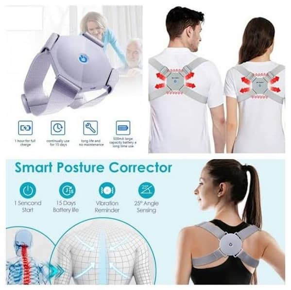 Electric Vibrational Posture Corrector, Comfortable Adjustable Therapy for Upper, Lower, Back & Shoulder Pain Relief, Back Brace Smart belt with USB Support charger