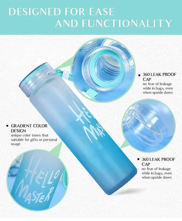 Hello Master Frosted Glass Water Bottle