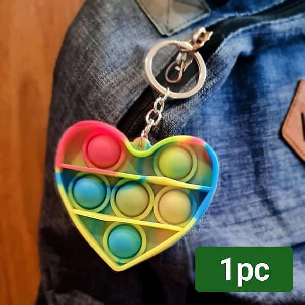 1-PCS Pop it Keychain Anti-Stress Toy – Silicone Push Bubble Fidget Keyring