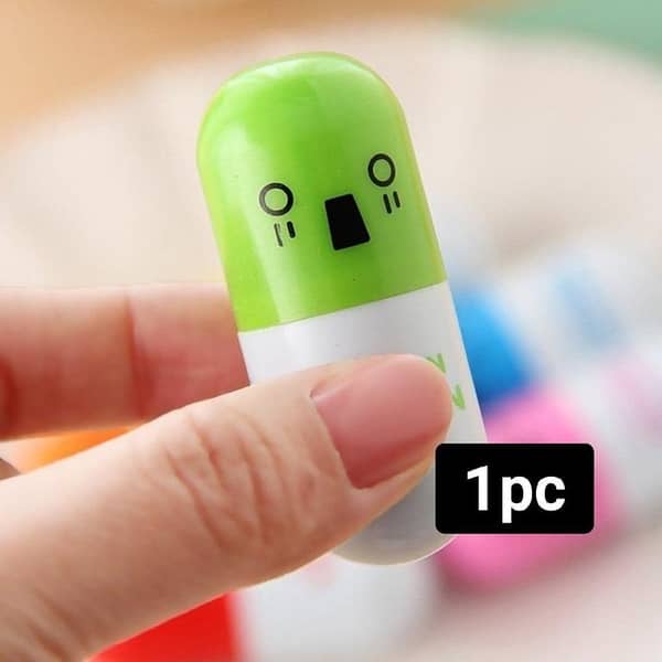 Ballpoint Pen: Cartoon Emoji Pill Capsule Fold Pen, 6 Colors, Random Color