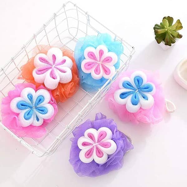 Bath Shower Bath Sponge Loofah in Flower Shape, 1 PCS, Mesh Bath Puff