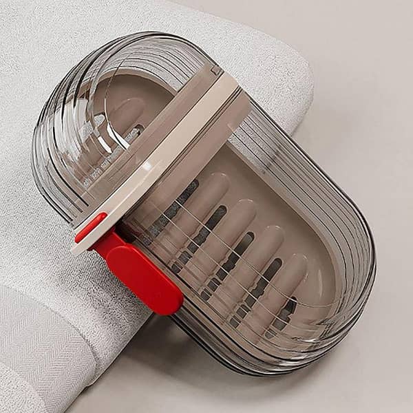 Soap Dish with Draining Tray – Premium ABS Plastic, White/Gray, for Shower, Bathroom or Sink