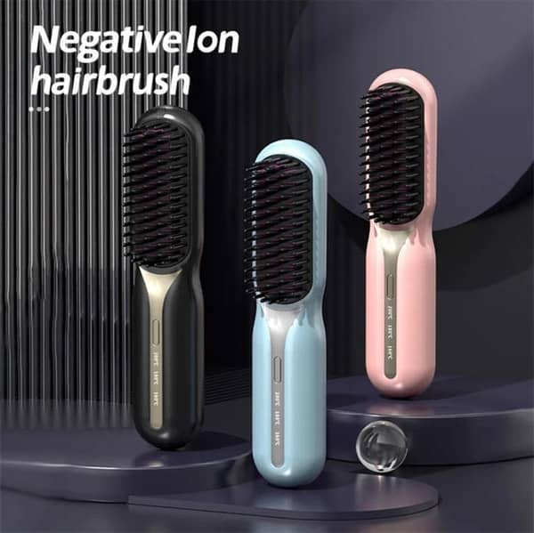 Cordless Hair Straightener - Hot Heating Comb with Negative Ion Ceramic Plate for Smoothing (Brand: C)