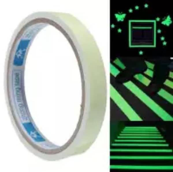3Pcs Glow-in-the-Dark Green Luminous Tape Sticker, Waterproof and Removable