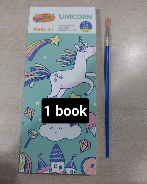 6 Colors Solid Watercolor Paint Set with Brush and Coloring Book