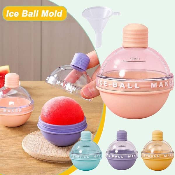 Ice Ball Maker Round: Blue Bulb Silicone Sphere Ice Mold for Whiskey and Cocktails