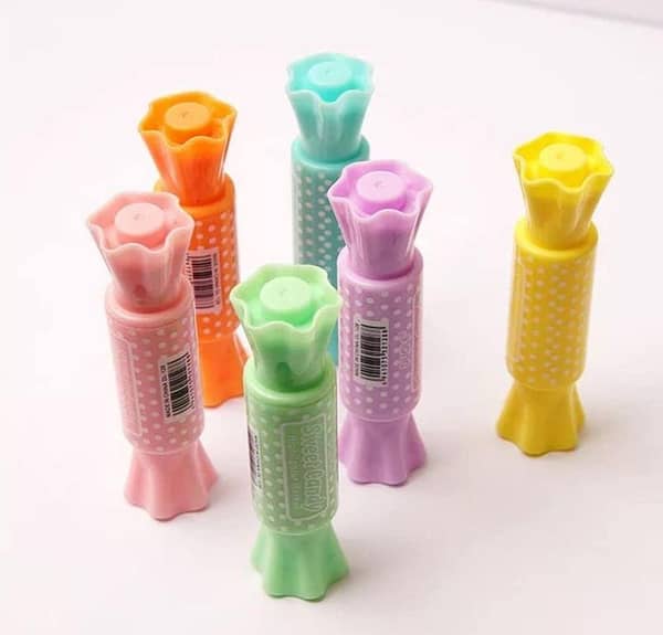 Quirky Pastel Candy Theme Double Tip Highlighters – Set of 6 Double-Sided Pens with Chisel Tip and Fine Grip
