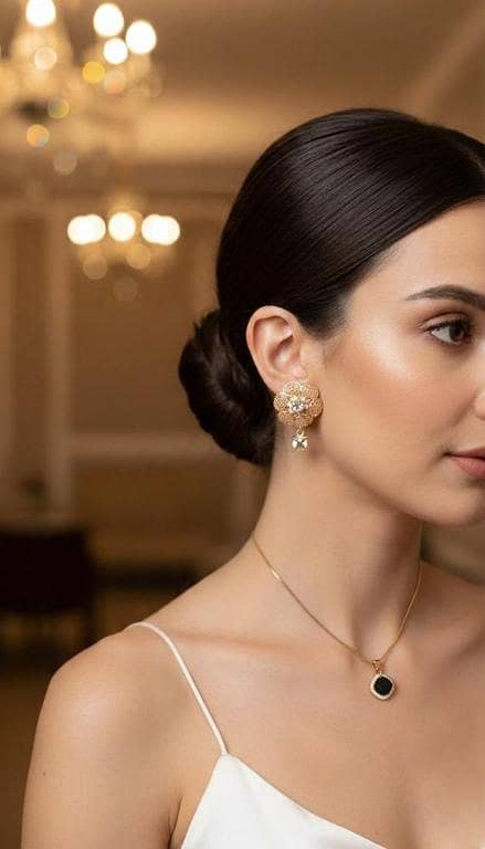 18K Gold Finish Dainty Droplet Necklace – Minimalist Beaded Choker.