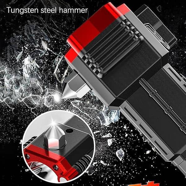 Rechargeable Torch LED Flashlight with Safety Hammer, Power Bank, Strong Magnet and Seat Belt Cutter