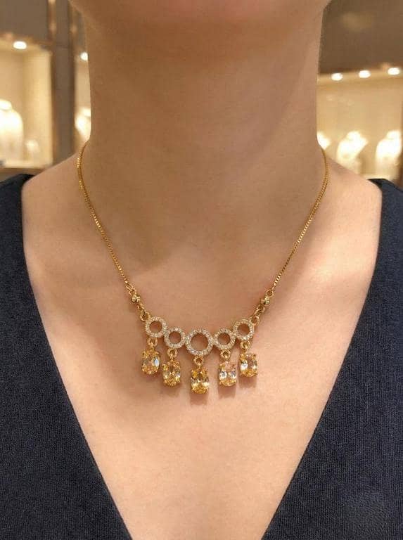 18K Gold Dainty Droplet Necklace – Minimalist Beaded Fringe Choker.