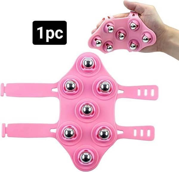 Tbest Massage Gloves Seven Balls Massager, 4pcs Palm-Shaped Manual Glove Massager with 7 Magnetic Roller Balls