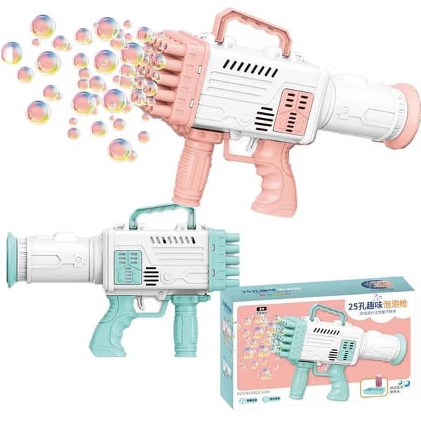 25 Hole Electric Gatling Bubble Gun for Kids with Soap Solution Indoor and Outdoor Toys for Toddlers Bubble Launcher Machine for Girls and Boys (Color as per Stock)